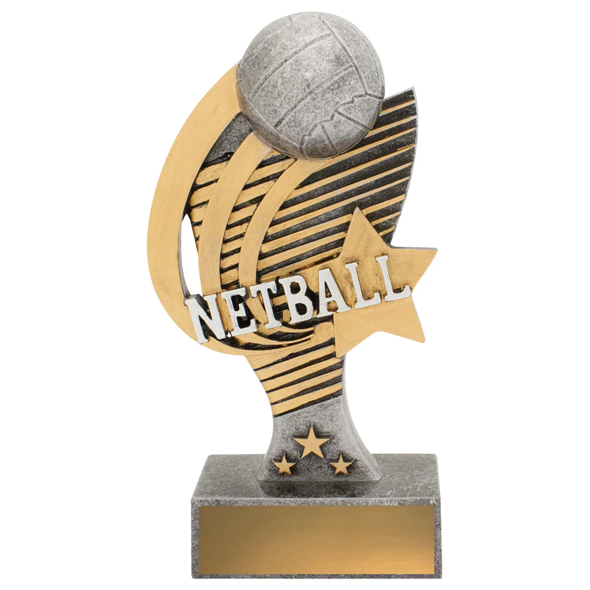 12837a-silver Silver netball coda with resin construction