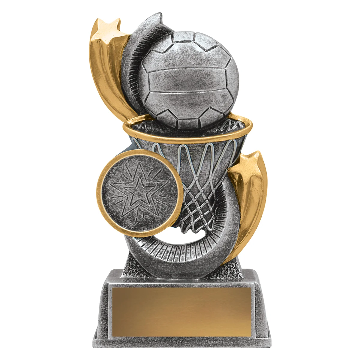 10037a-silver Silver netball firebird with resin construction