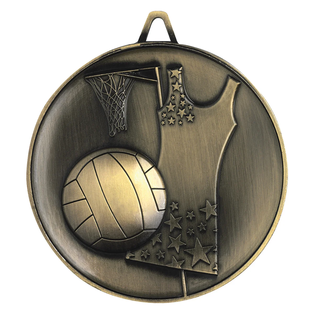 m9311-gold Gold netball heavyweight with metal construction