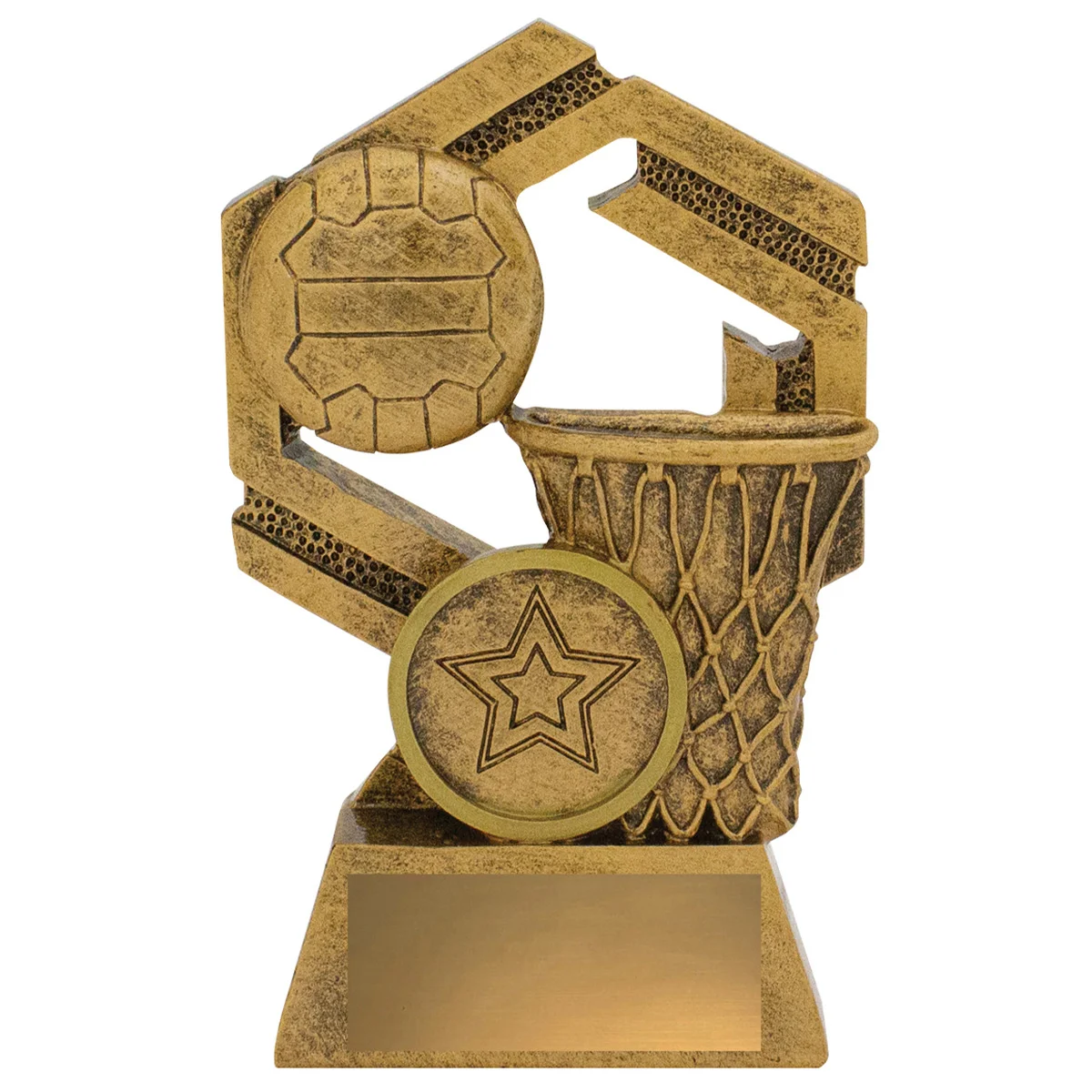 31637a-gold Gold netball redux with resin construction
