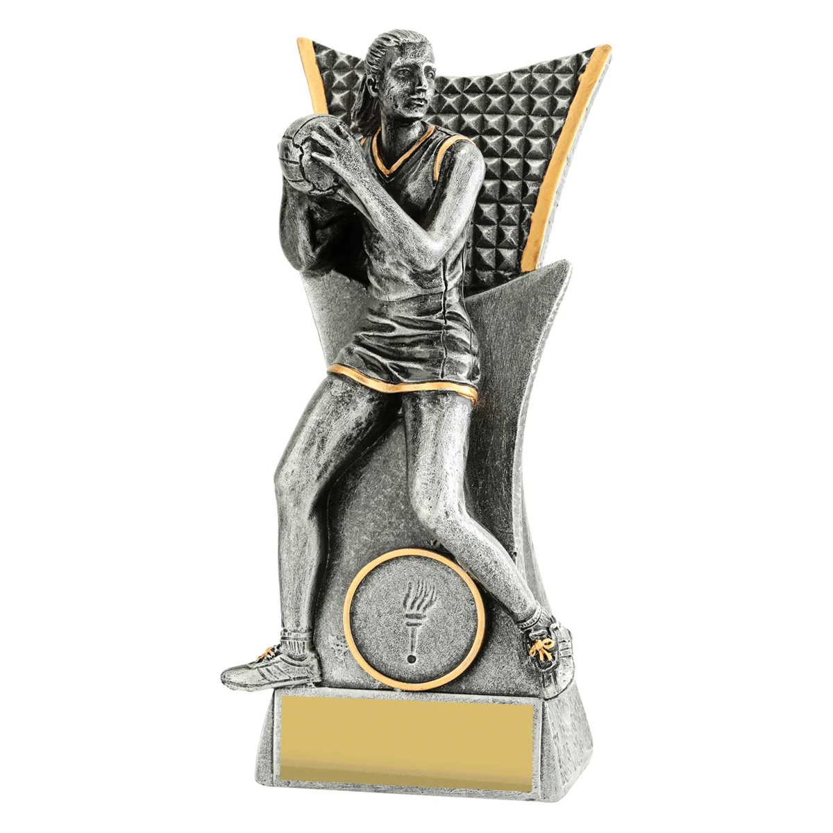 29191b-silver Silver netball vanguard with resin construction
