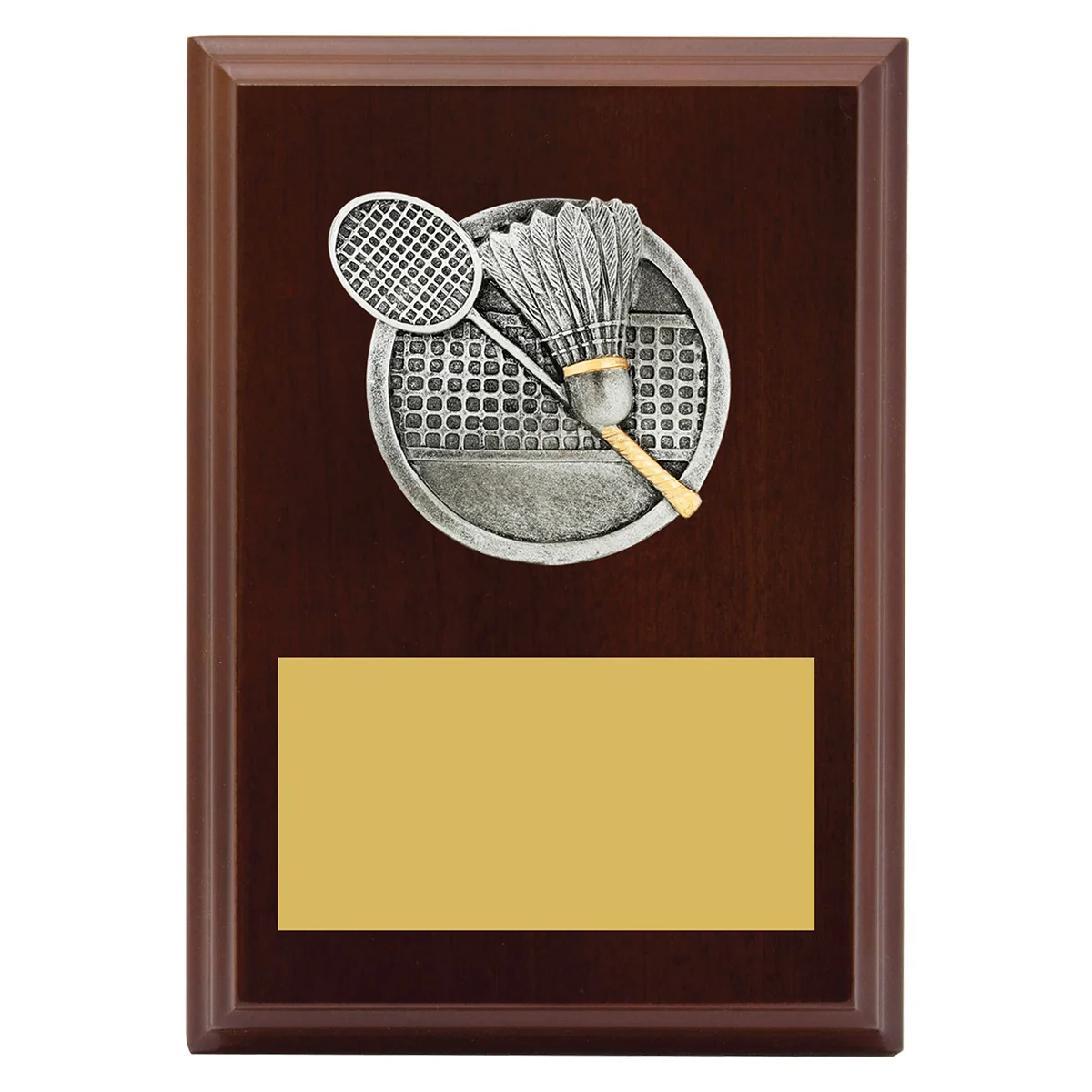 lpf446a-walnut Walnut peak plaque badminton with timber construction