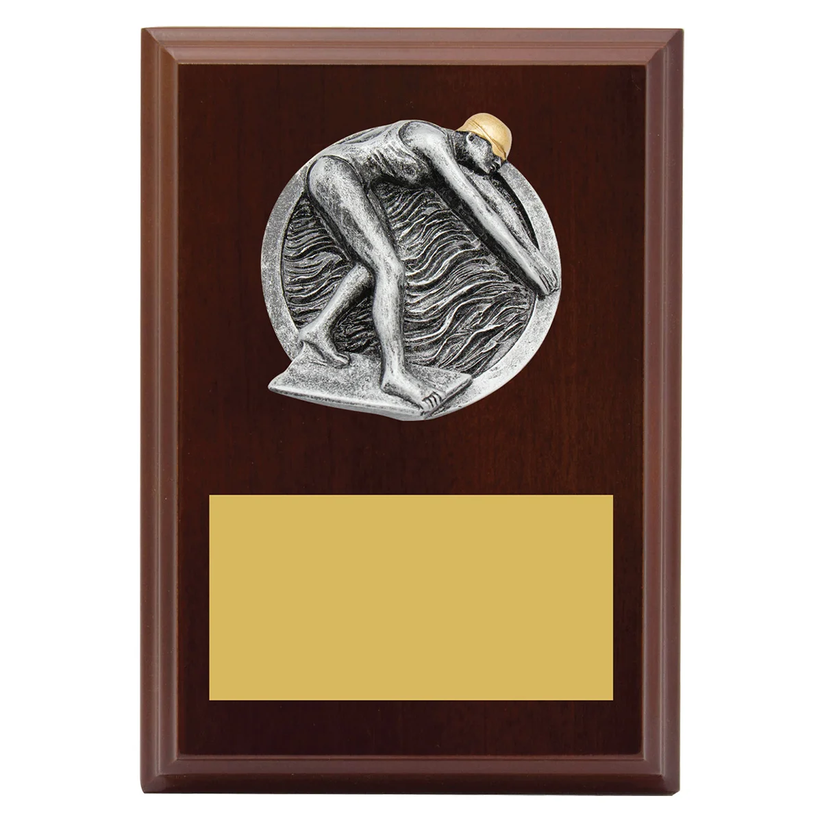 lpf472a-walnut Walnut peak plaque - female swim with timber construction
