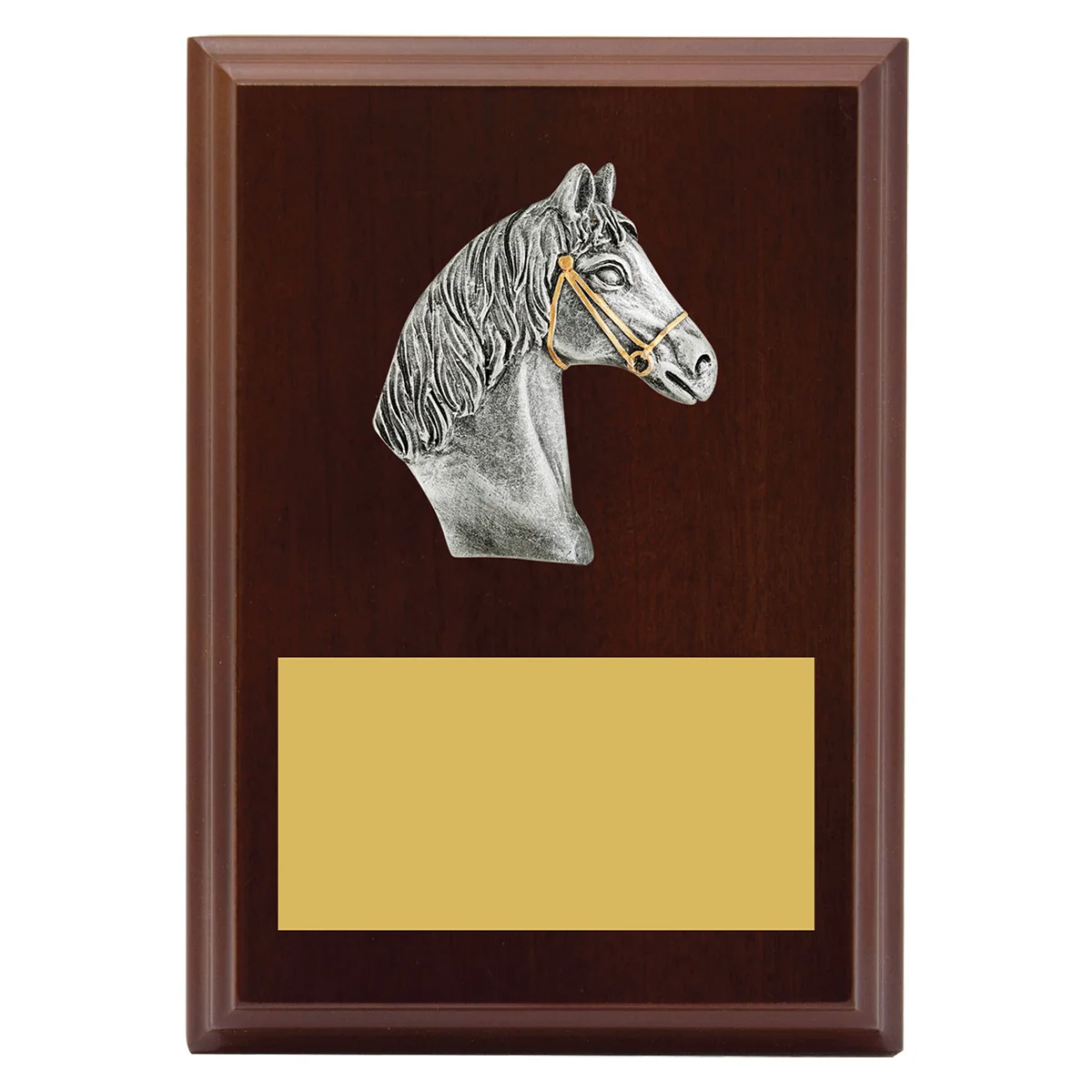 lpf435a-walnut Walnut peak plaque horse with timber construction