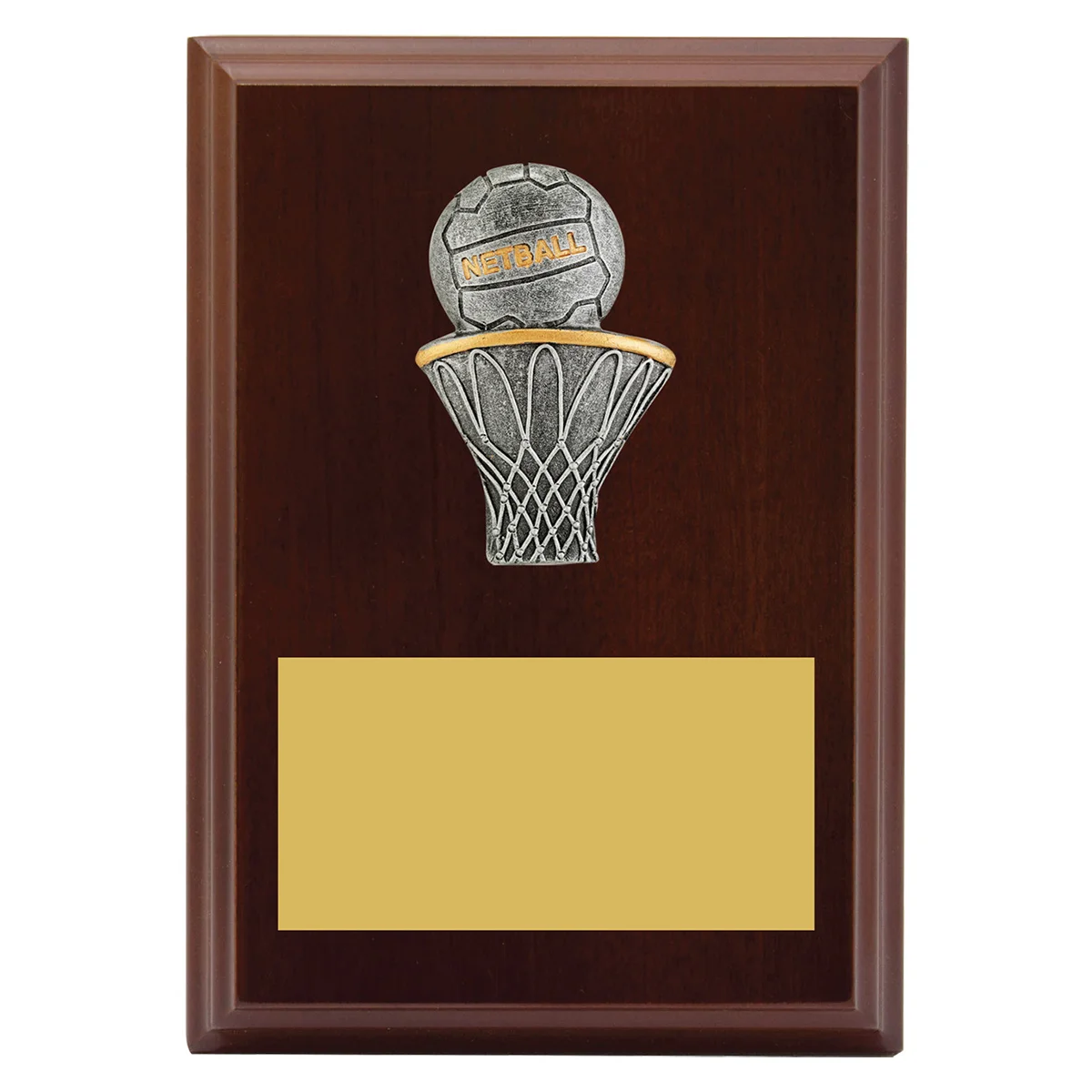 lpf437a-walnut Walnut peak plaque netball with timber construction