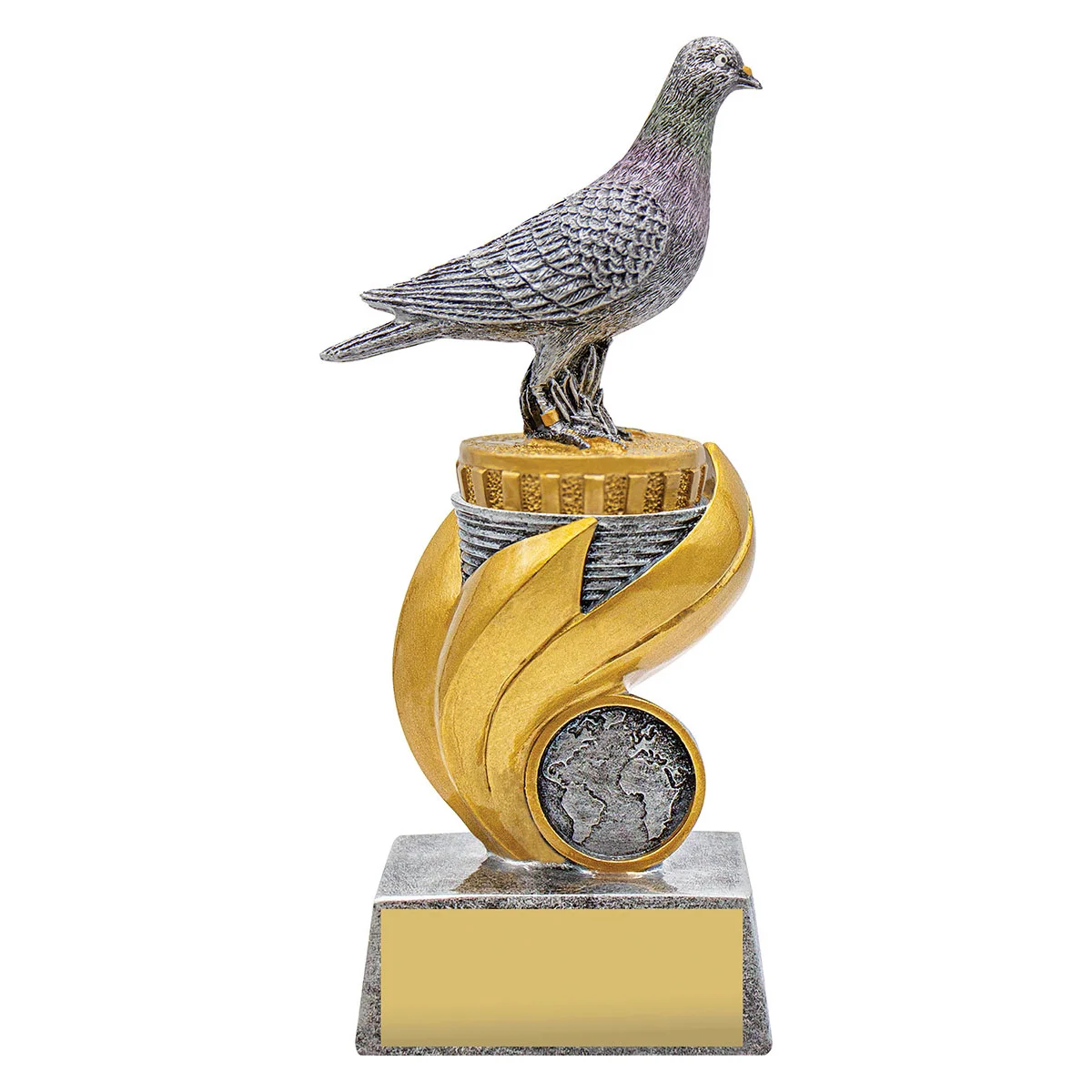 ur05a-silver Silver pigeon flame with resin construction
