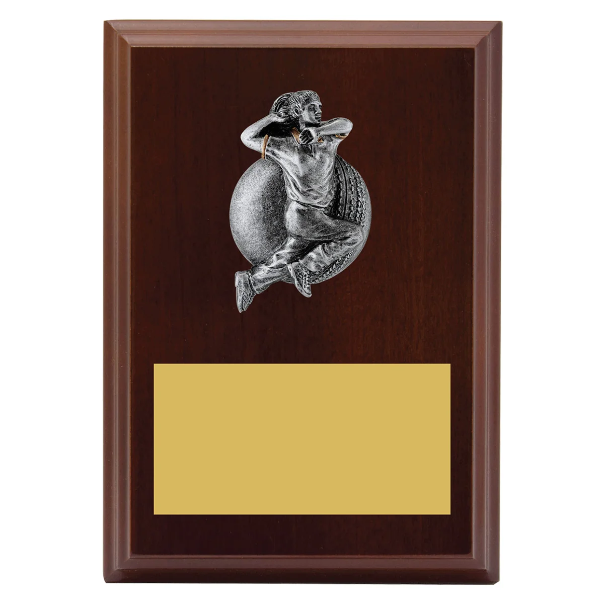 lpf415a-walnut Walnut plaque - female bowling with timber construction