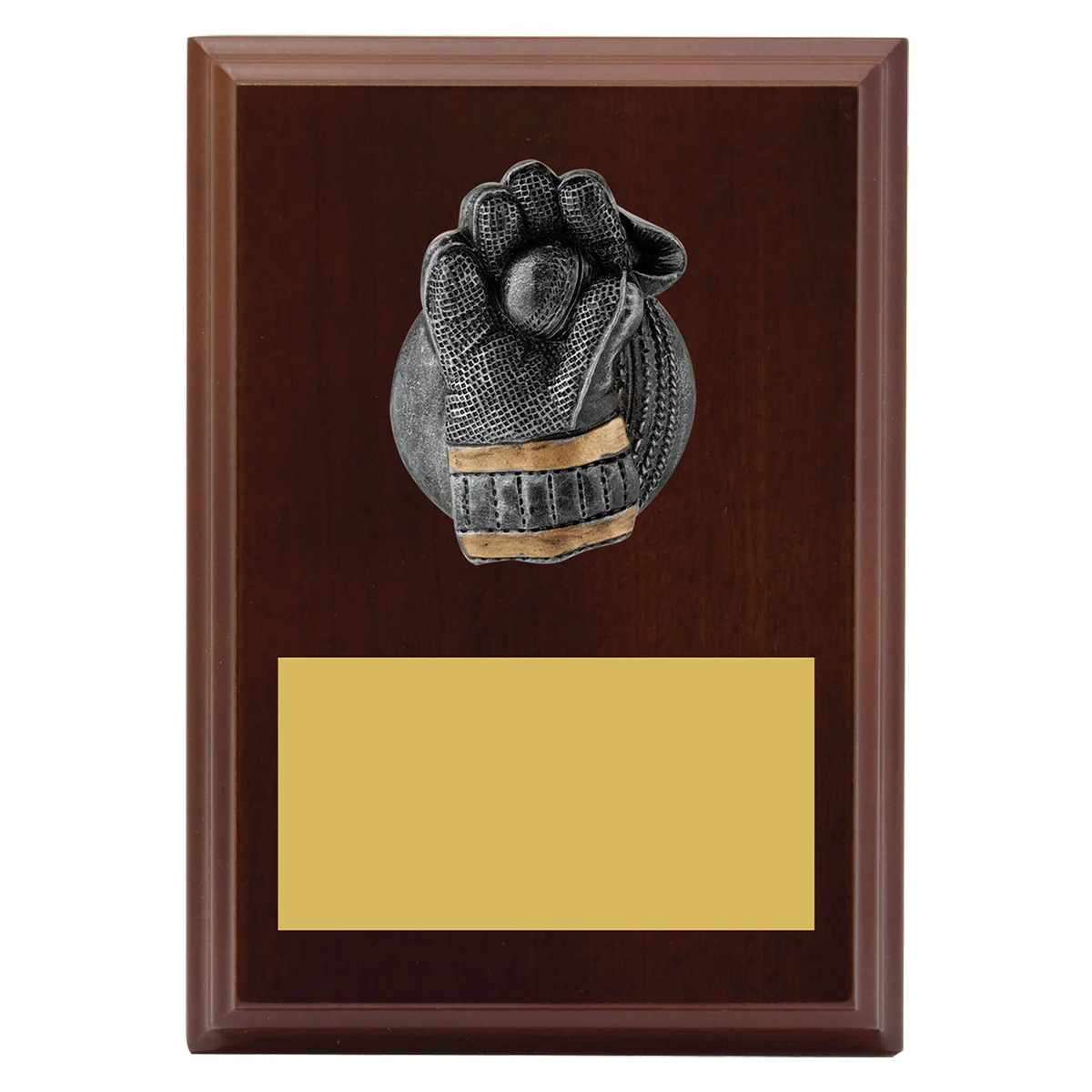 lpf490a-walnut Walnut plaque - wicketkeeper with timber construction