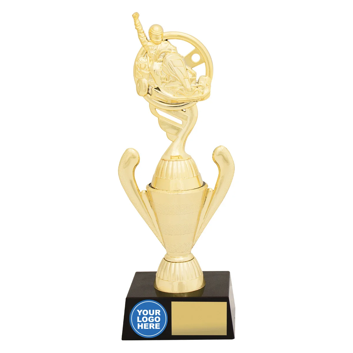 x587a-gold Gold podium go kart with plastic construction