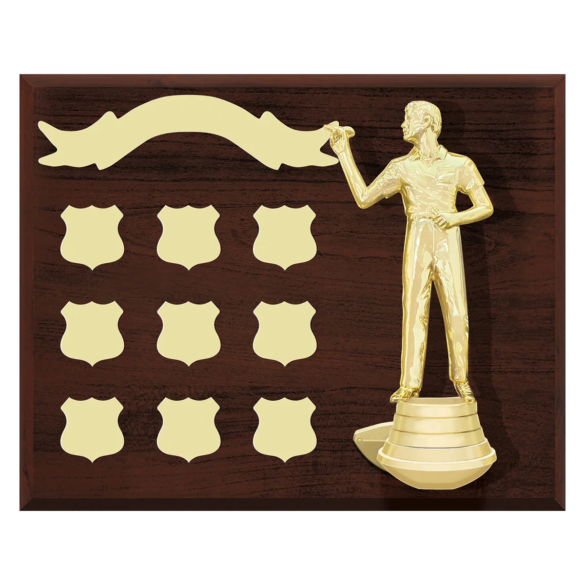 perp38-walnut Walnut podium plaque - landscape with timber construction