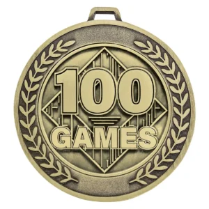 Gold prestige medal 100 games with metal construction