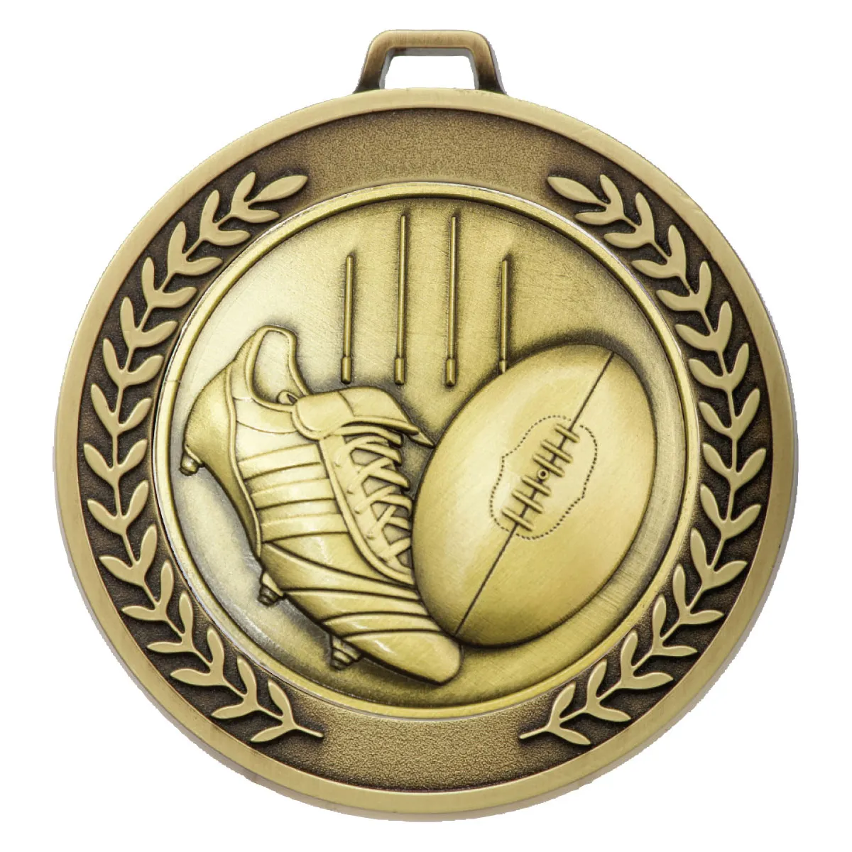 Gold prestige medal aussie rules with metal construction