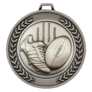 Silver prestige medal aussie rules with metal construction