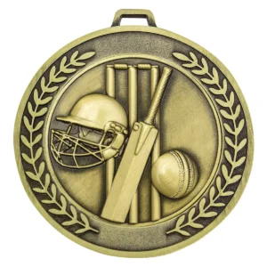 Gold prestige medal cricket with metal construction