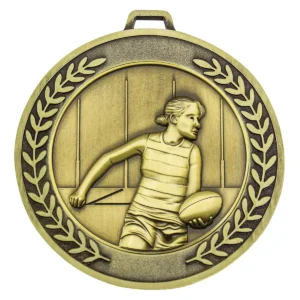 Gold prestige medal female with metal construction