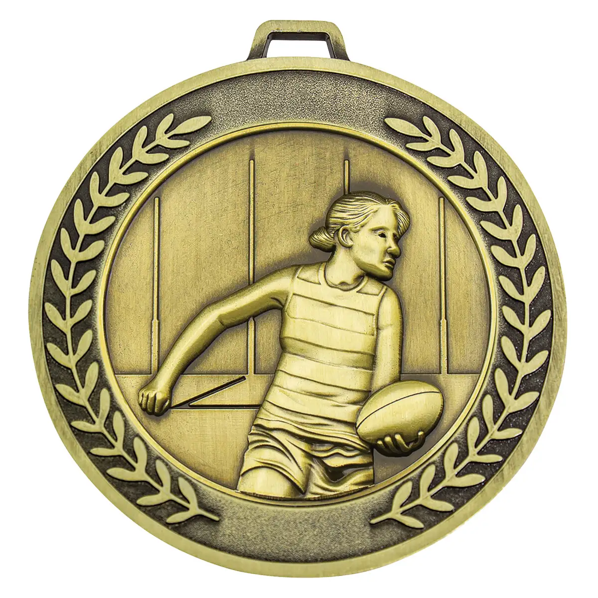 mmj587g-gold Gold prestige medal female with metal construction