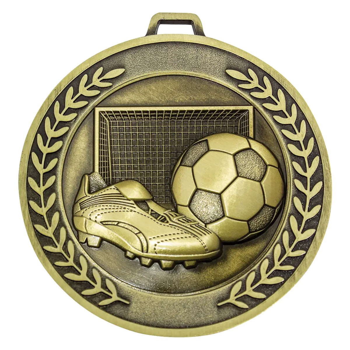 mmj580g-gold Gold prestige medal football with metal construction
