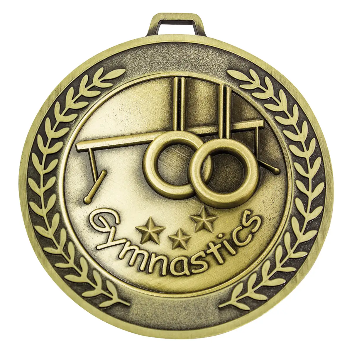 Gold prestige medal gymnastics with metal construction