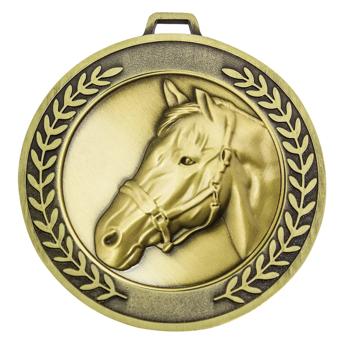 mmj535g-gold Gold prestige medal horse with metal construction