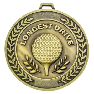 Gold prestige medal longest drive with metal construction