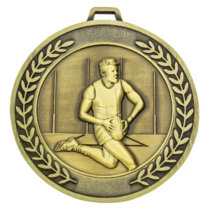 Gold prestige medal male with metal construction