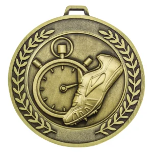 Gold prestige medal track with metal construction