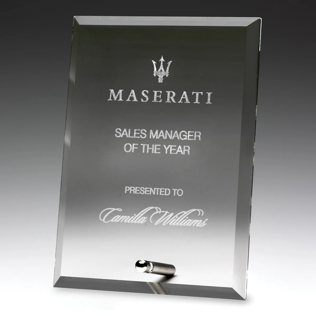 Prime glass plaque with glass construction
