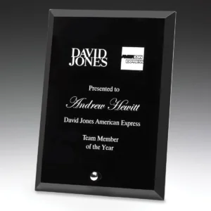 Black prime plaque black with glass construction