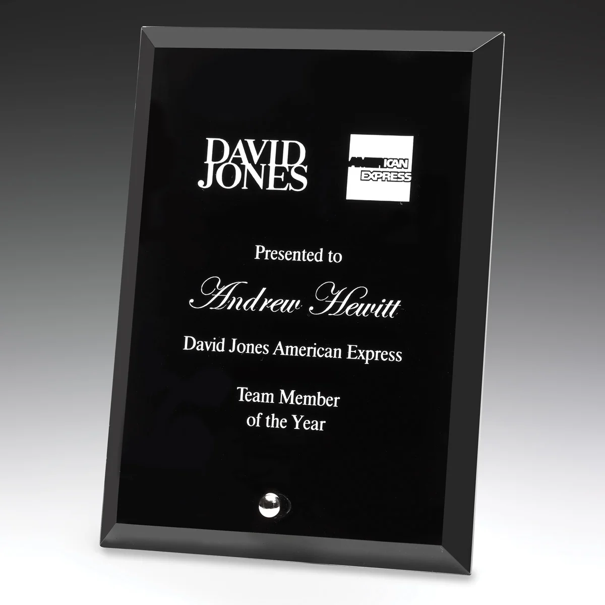 Black prime plaque black with glass construction
