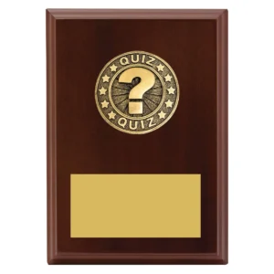 Walnut quiz award plaque with timber construction
