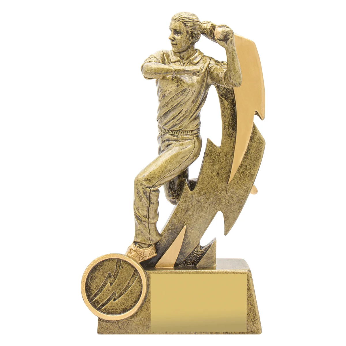 11615a-gold Gold shazam bowling - female with resin construction