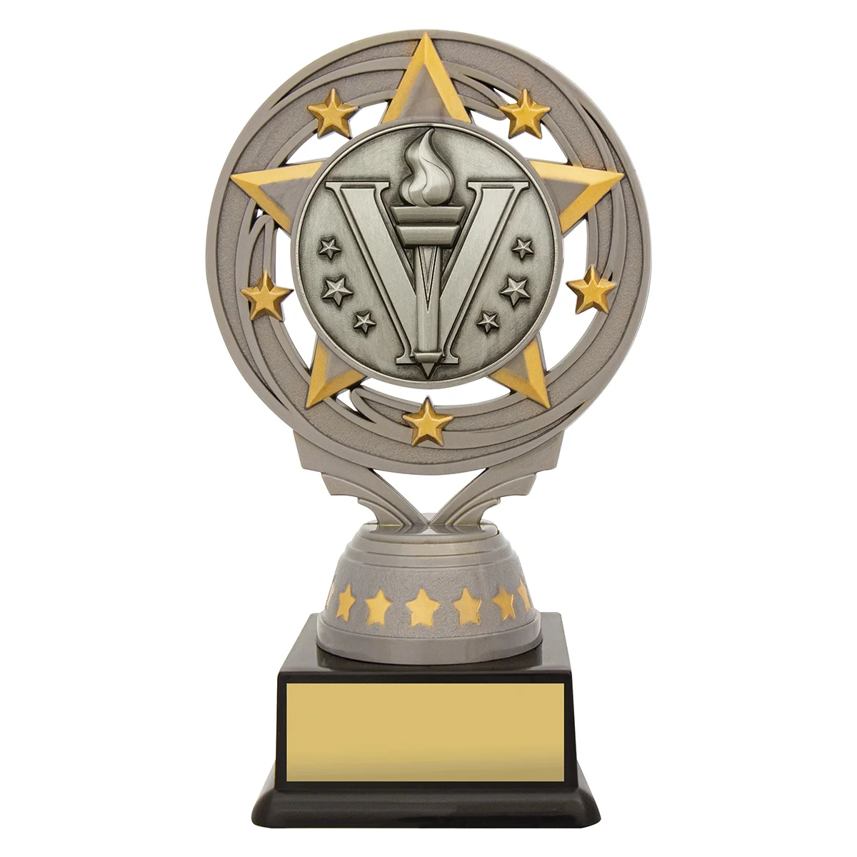 ft201a-silver Silver silver achievement torch with plastic construction