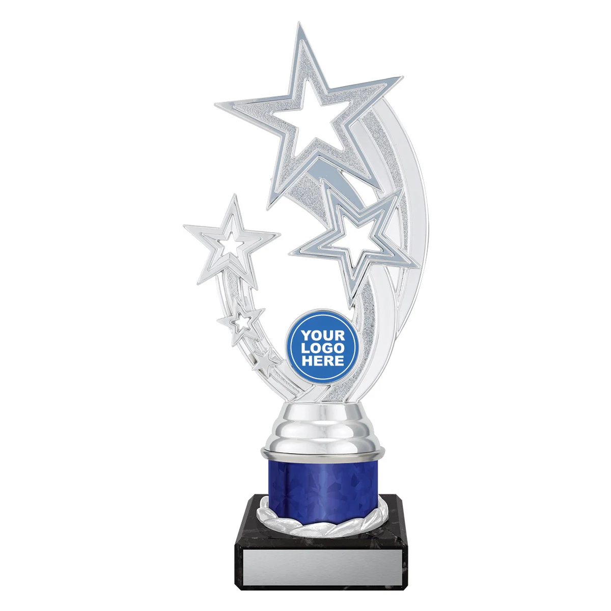 x522b-blue Blue silver flying star with plastic / marble construction