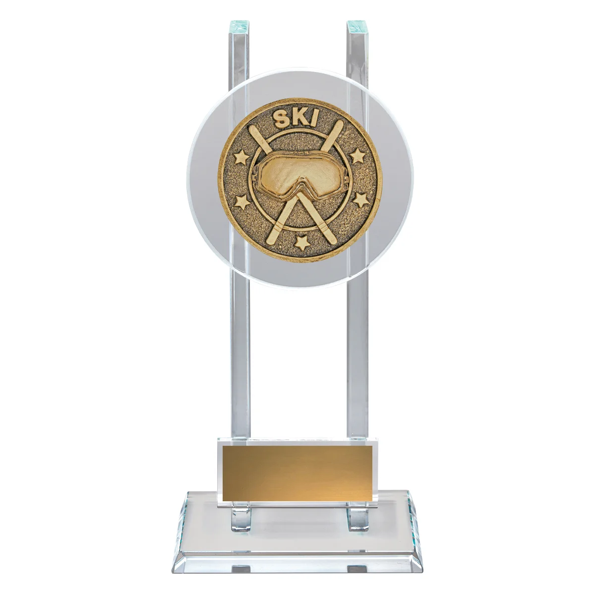 sg292a-gold Gold skiing spartan glass with glass construction