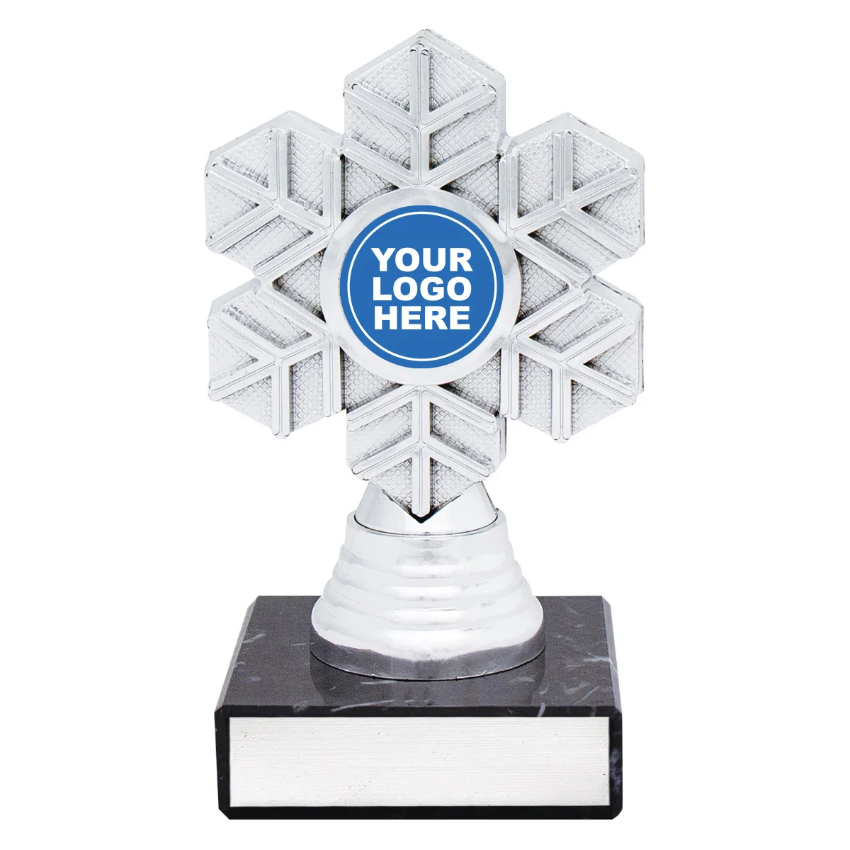 snw01-silver Silver snowfall trophy with plastic / marble construction