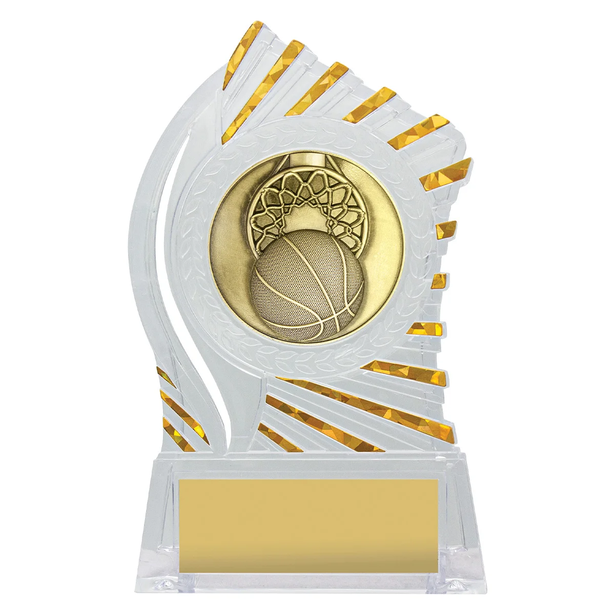 rh334-clear-with-gold Clear with gold solar basketball with acrylic construction
