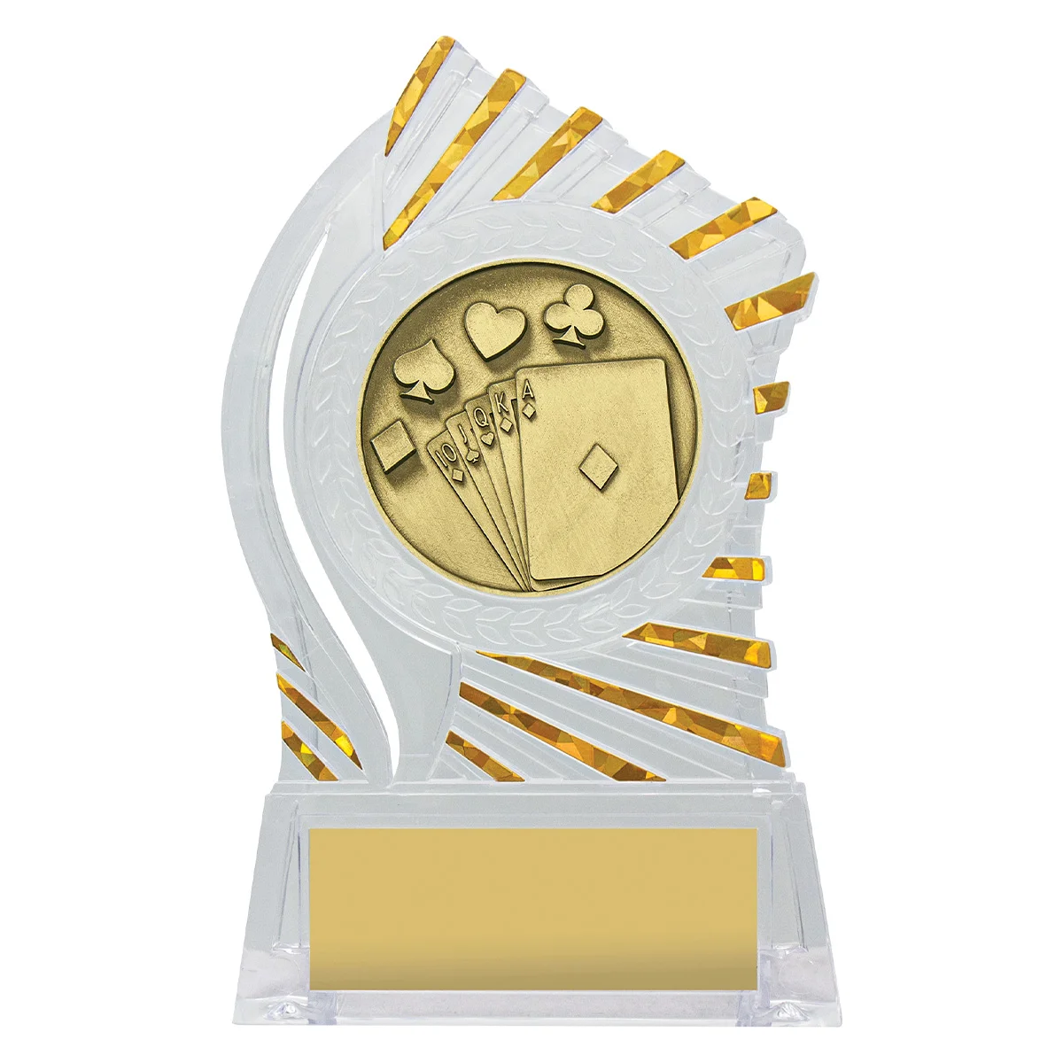 rh397-clear-with-gold Clear with gold solar cards with acrylic construction