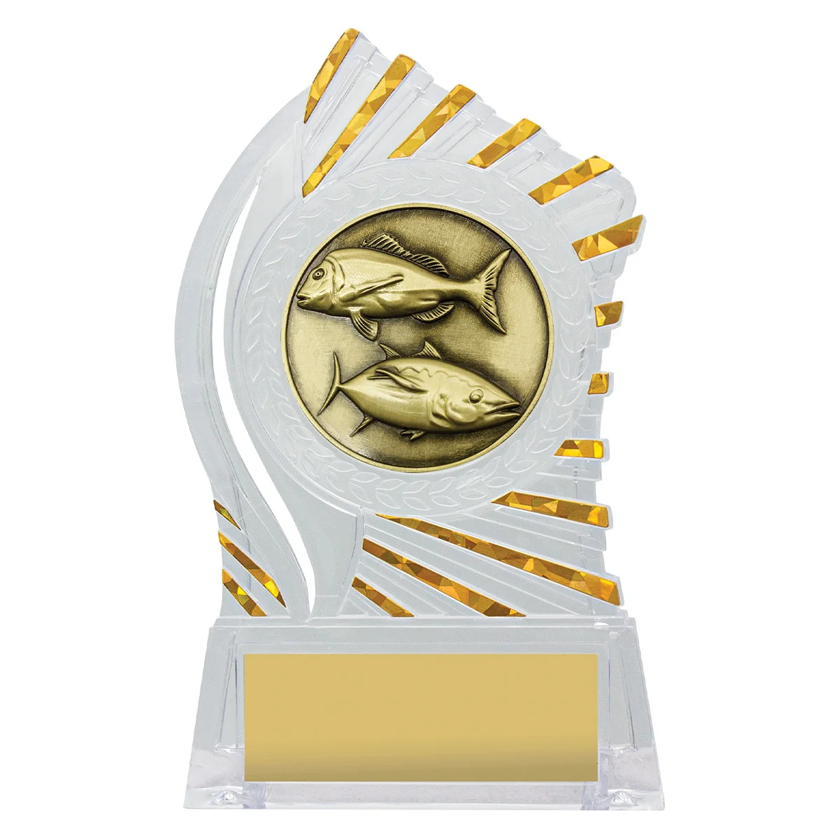 rh303-clear-with-gold Clear with gold solar fishing with acrylic construction