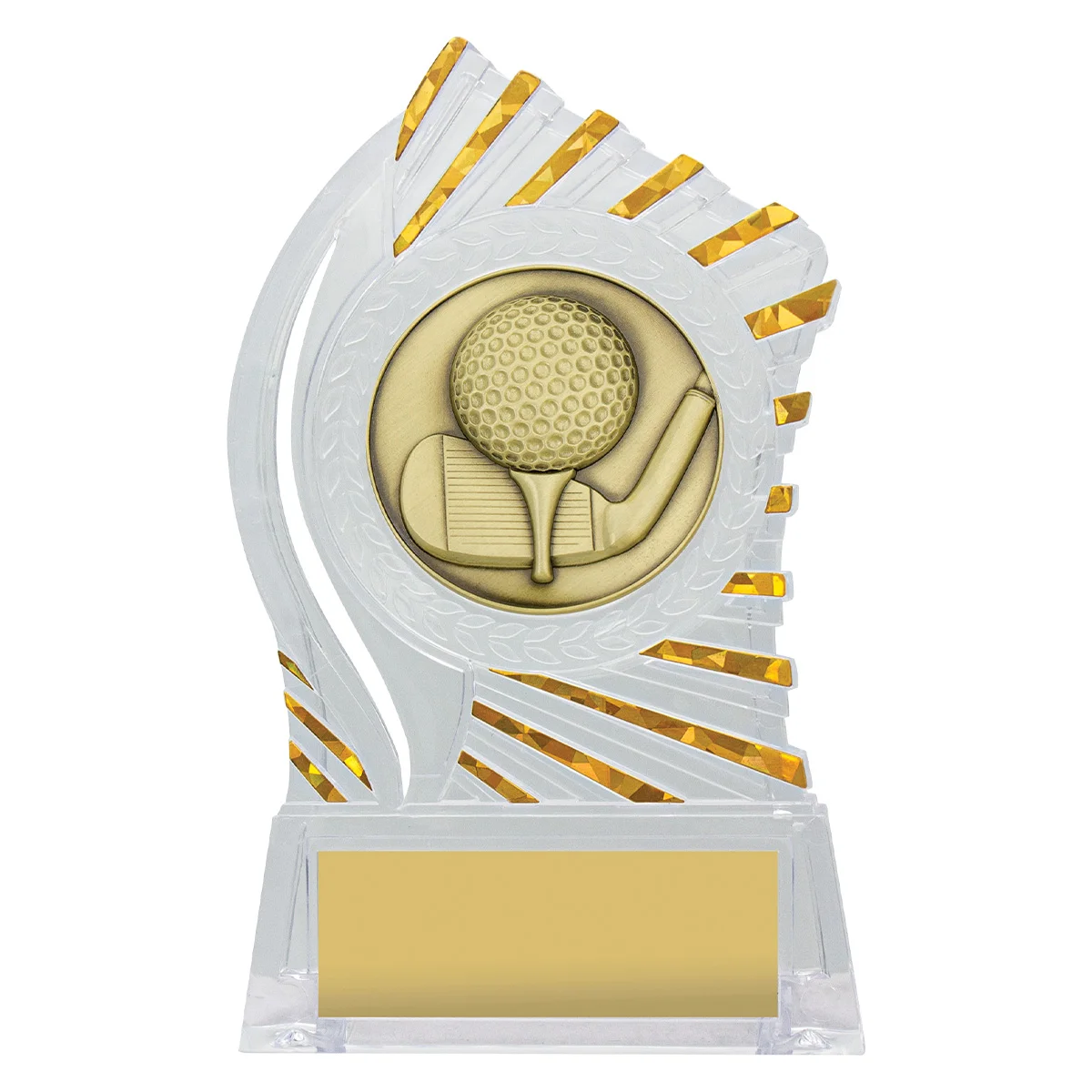 rh317-clear-with-gold Clear with gold solar golf with acrylic construction