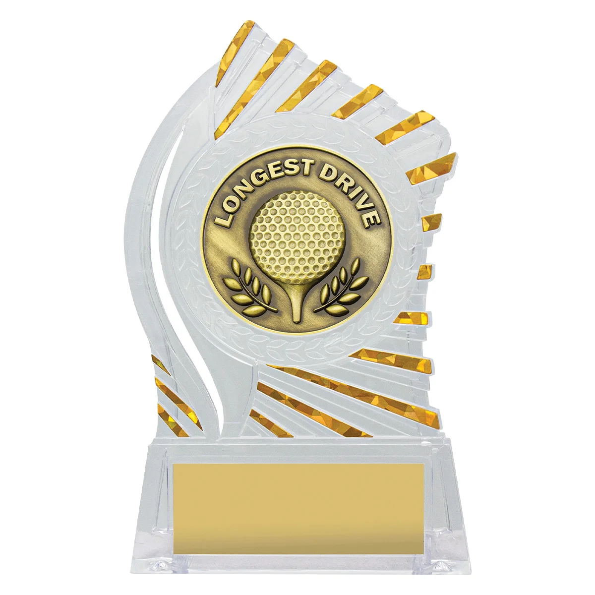 rh369-clear-with-gold Clear with gold solar golf - longest drive with acrylic construction