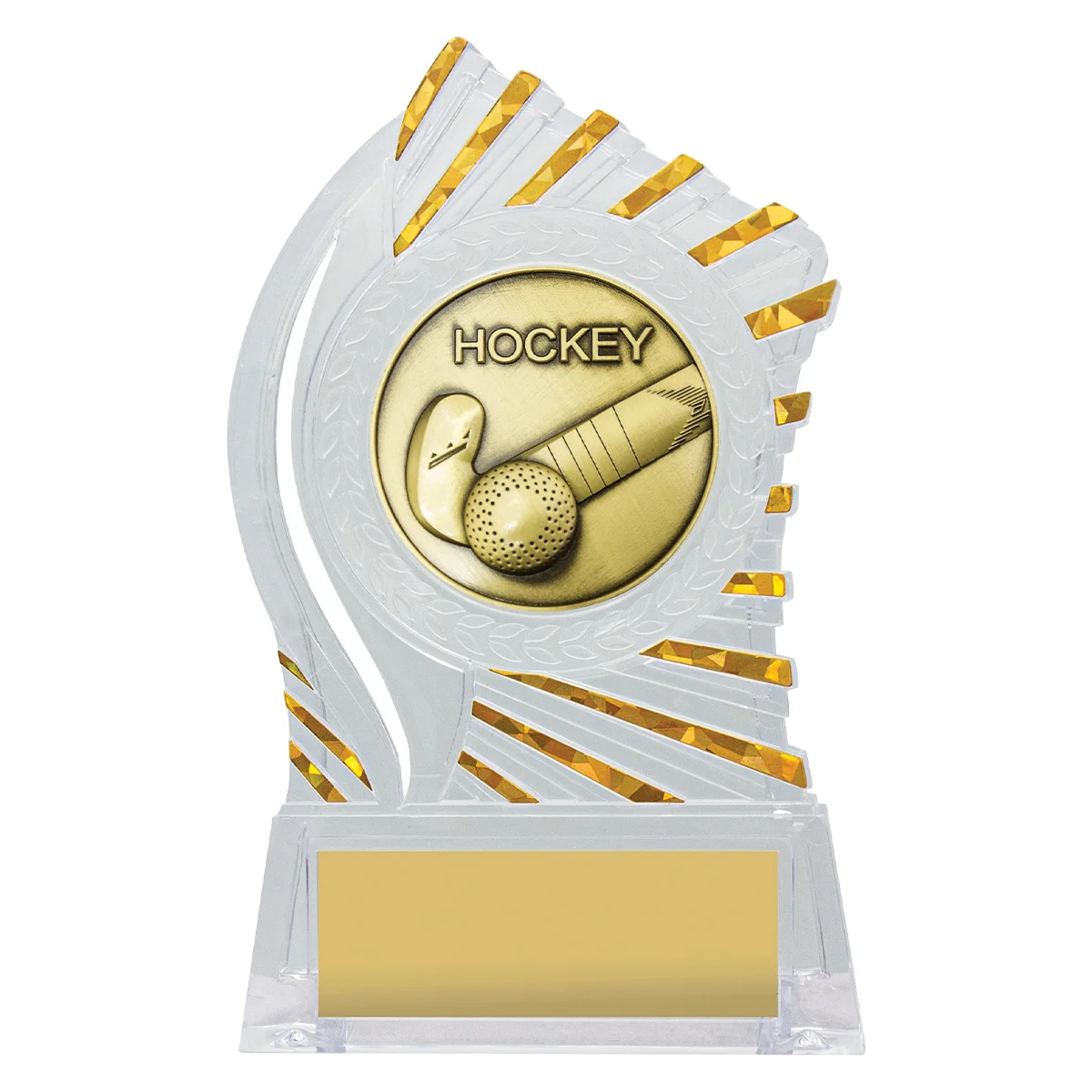 rh344-clear-with-gold Clear with gold solar hockey with acrylic construction