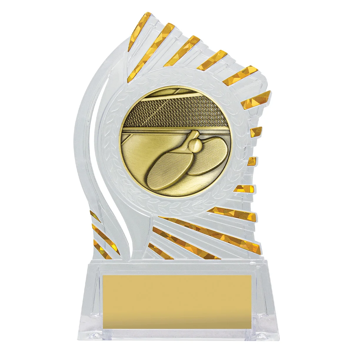 rh366-clear-with-gold Clear with gold solar table tennis with acrylic construction