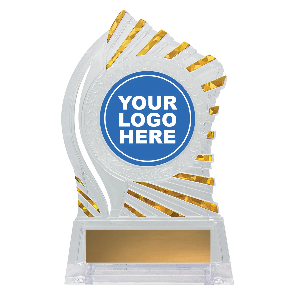 rh10g-clear-with-gold Clear with gold solar trophy with acrylic construction