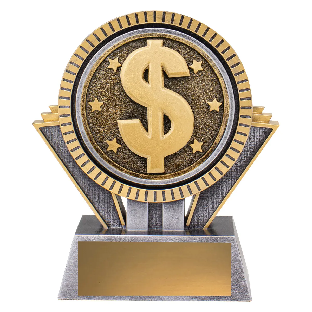 Silver / gold spartan - dollar with resin construction