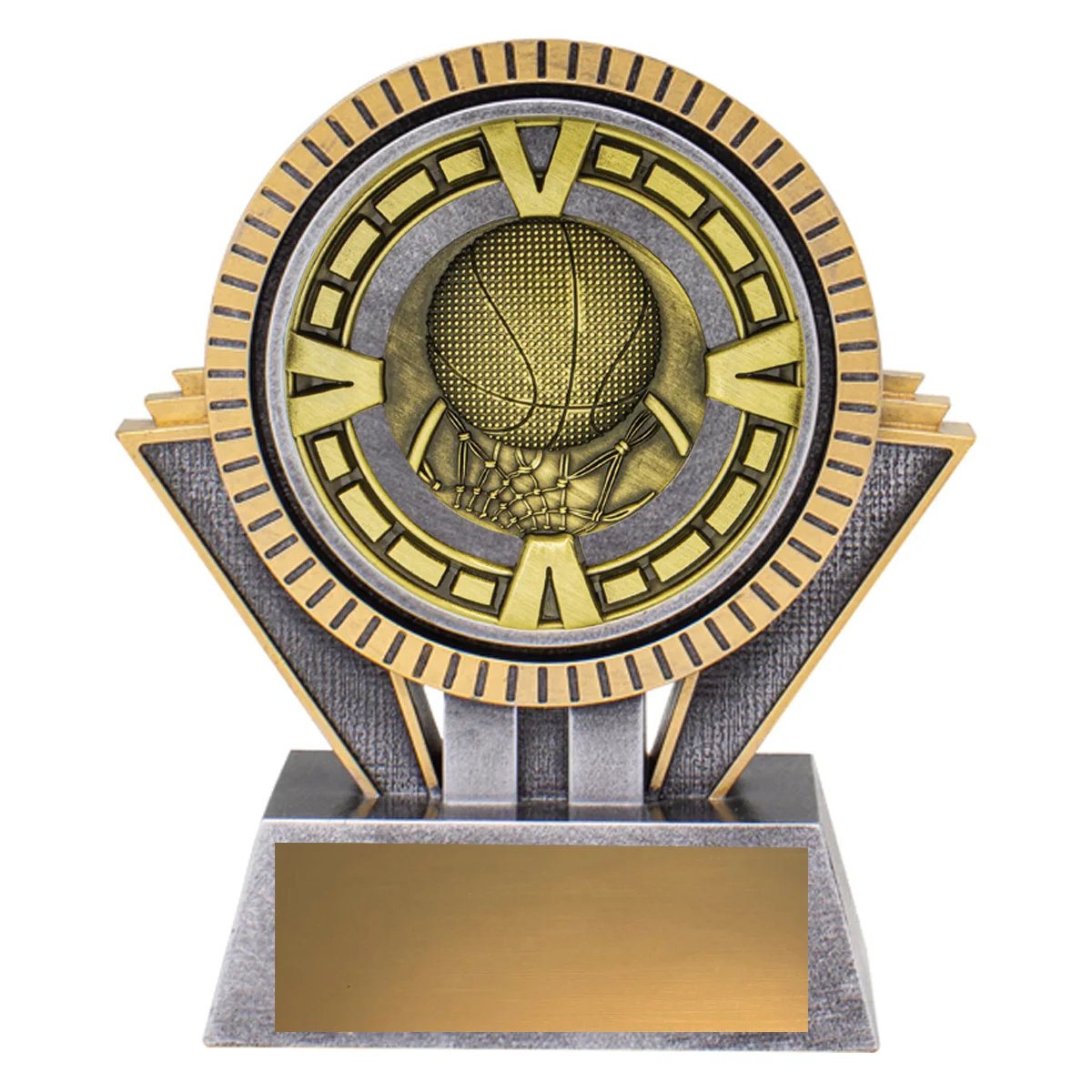 Silver / gold spartan varsity - basketball with resin / metal construction