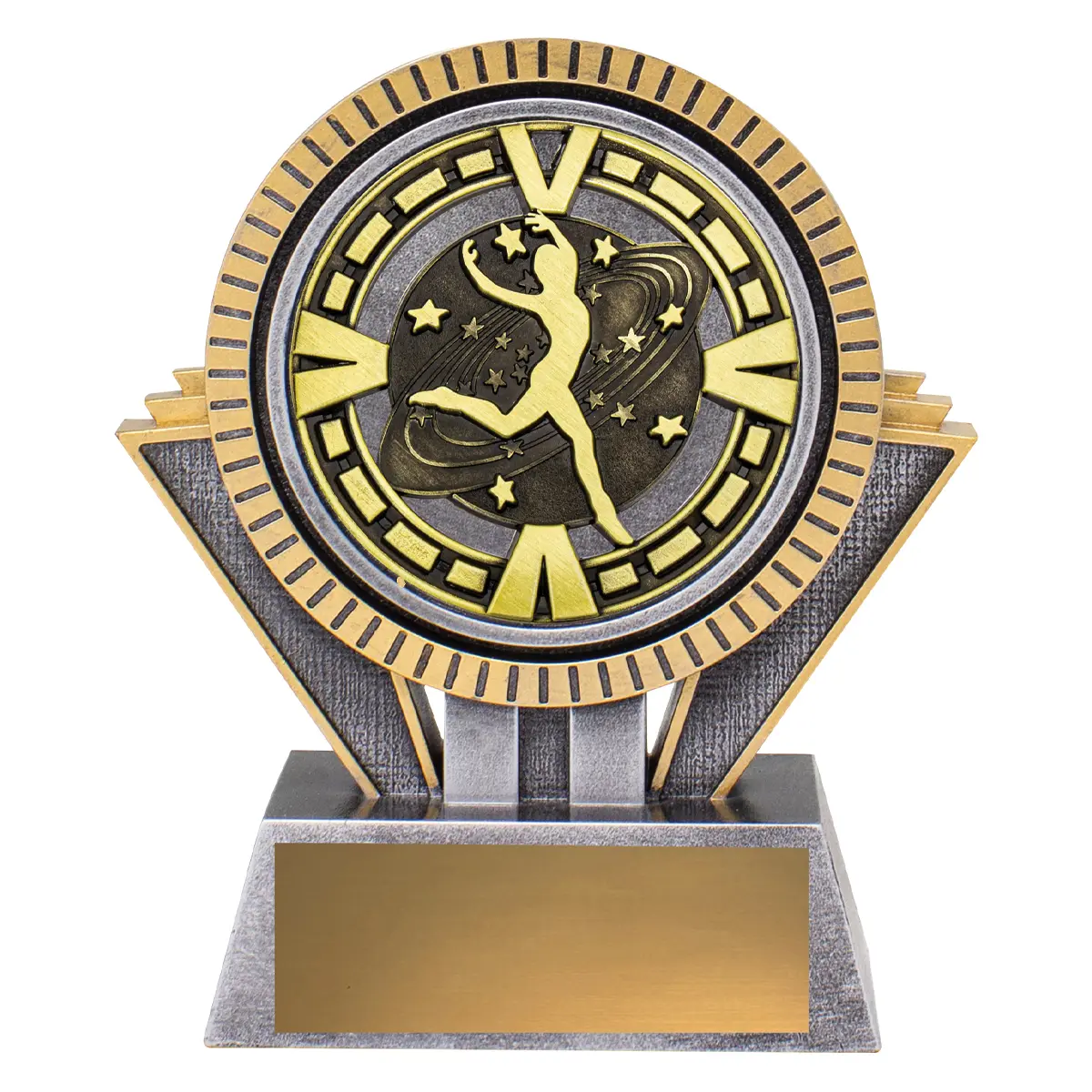 -gold Silver / gold spartan varsity - dance with resin / metal construction