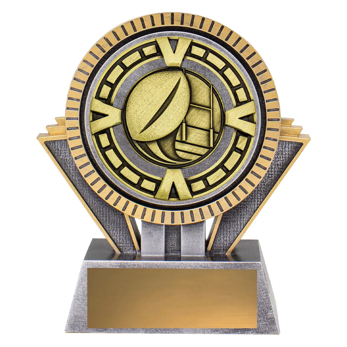 -gold Silver / gold spartan varsity - rugby with resin / metal construction