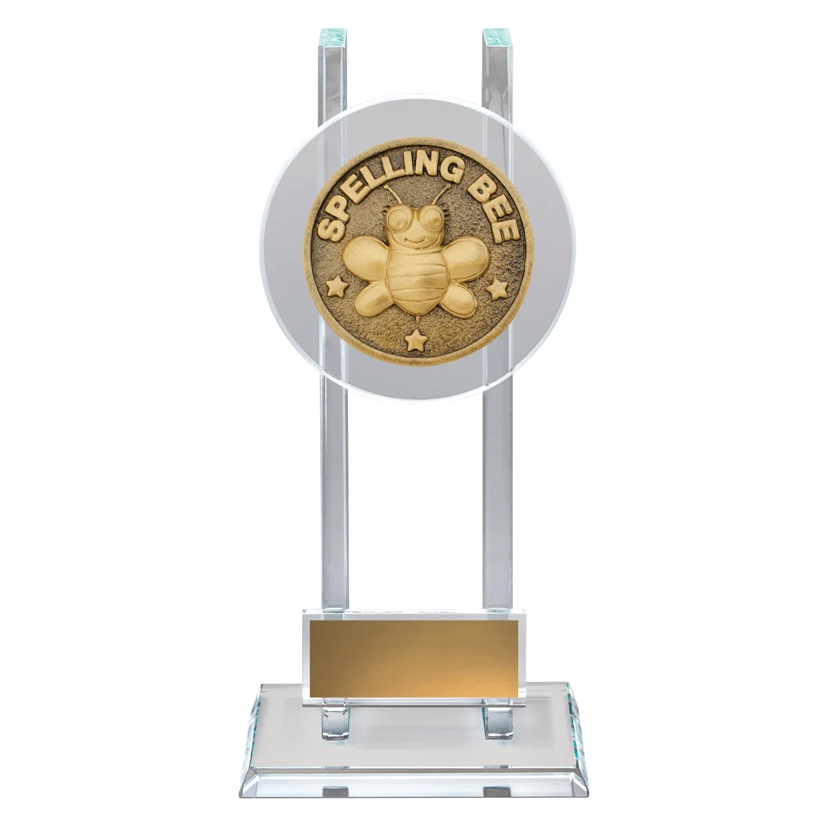 sg277a-gold Gold spelling bee spartan glass with glass construction