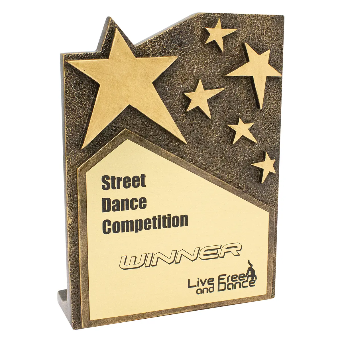 12051-gold Gold star cross gold plaque with resin construction