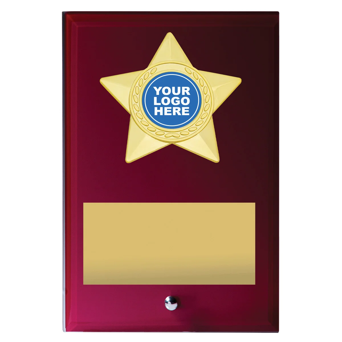 ga16a-red Red star plaque with glass construction